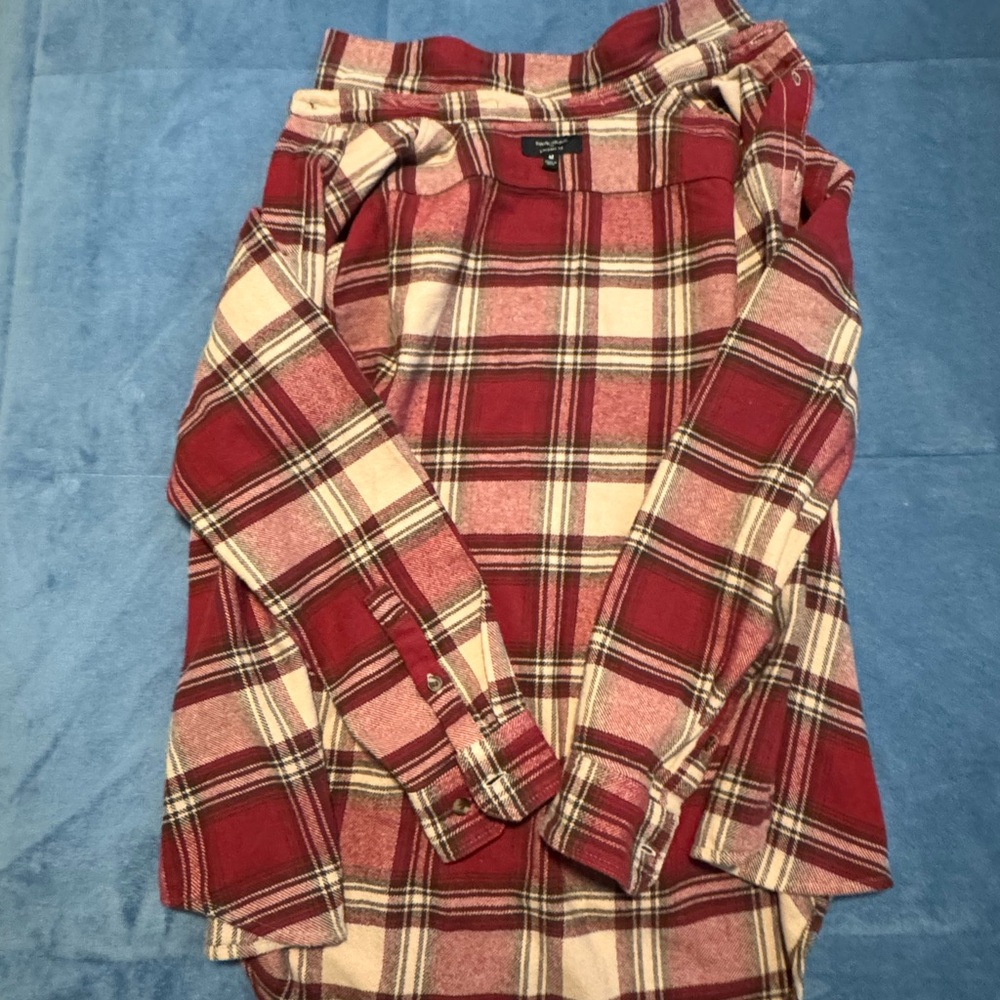 Banana Republic Red and Cream Plaid Shirt